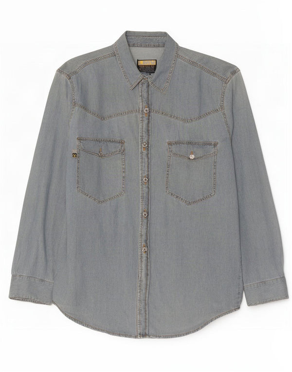 Chemise en jean vintage pour homme grand bleu