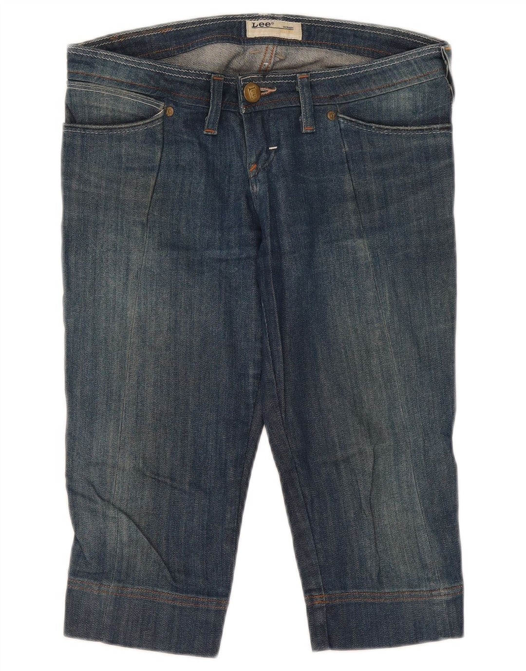 Lee Femme Crystal Capri Jeans W27 L17 Bleu Coton