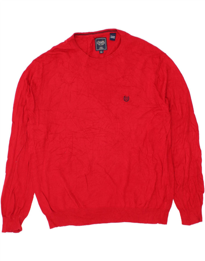 CHAPS Mens Crew Neck Jumper Sweater XL Red Cotton Vintage Chaps and Second-Hand Chaps from Messina Hembry 
