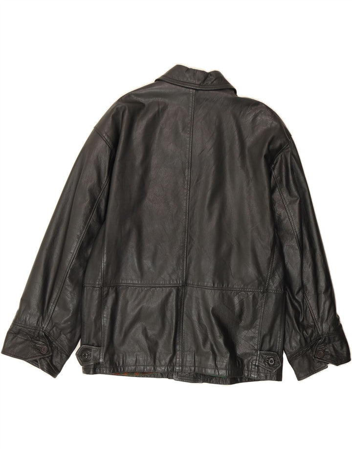VINTAGE Mens Leather Jacket IT 50 Large Black Leather Vintage Vintage and Second-Hand Vintage from Messina Hembry 