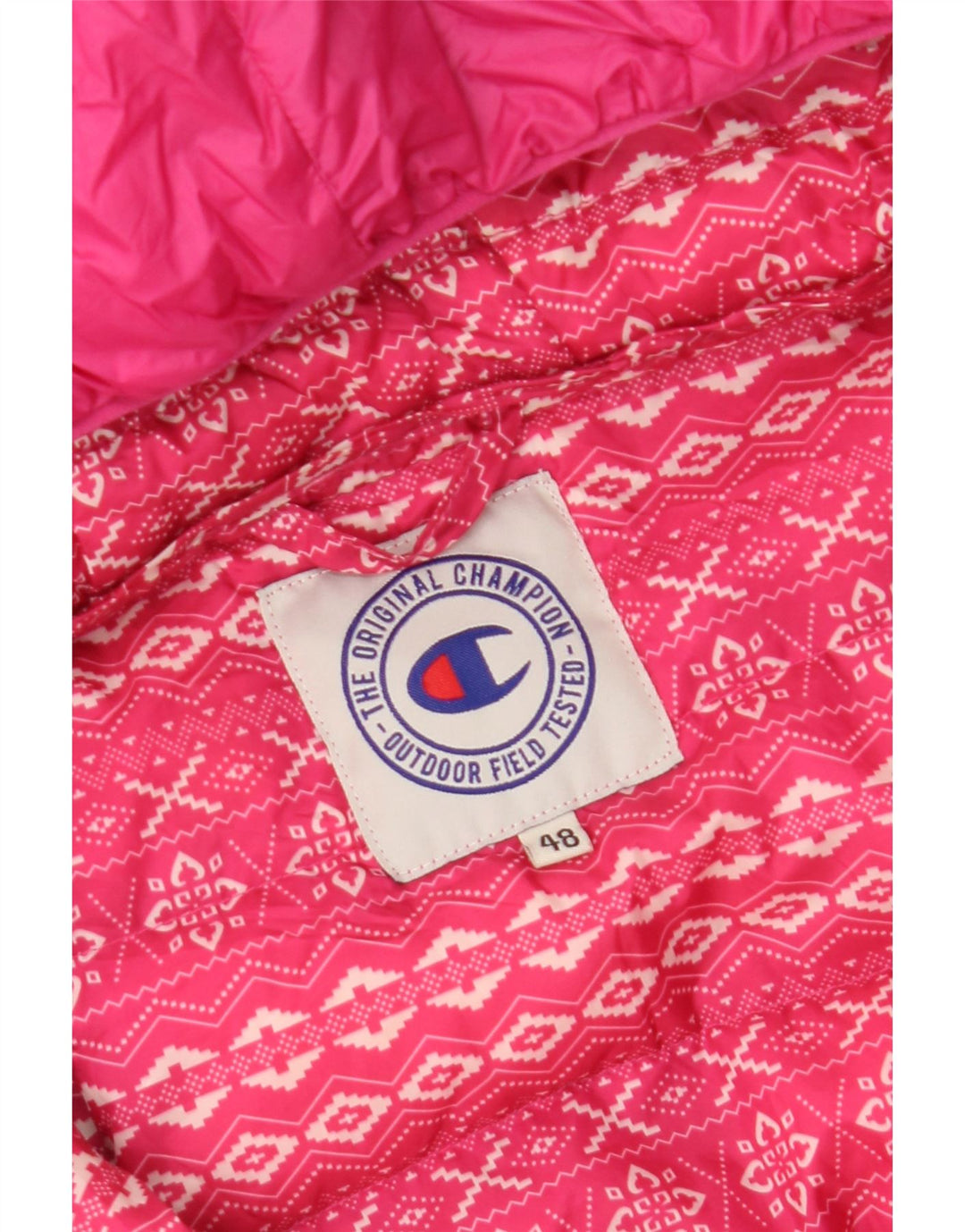 CHAMPION Womens Hooded Padded Jacket IT 48 XL Pink Vintage Champion and Second-Hand Champion from Messina Hembry 