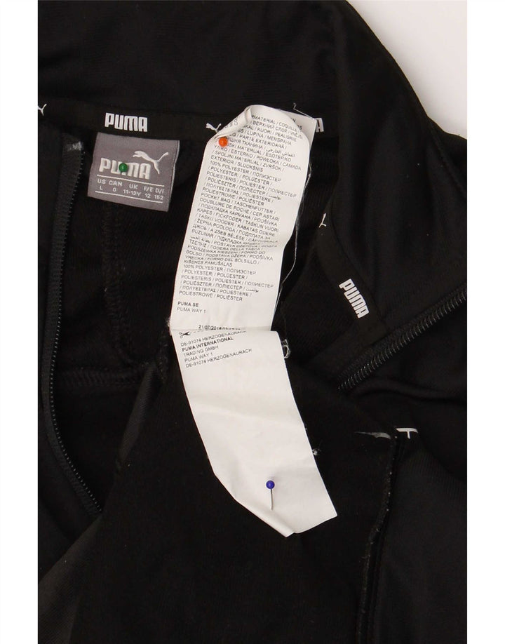 Puma Jungen Grafik-Trainingsanzug-Top-Jacke, 11–12 Jahre, schwarzes Polyester