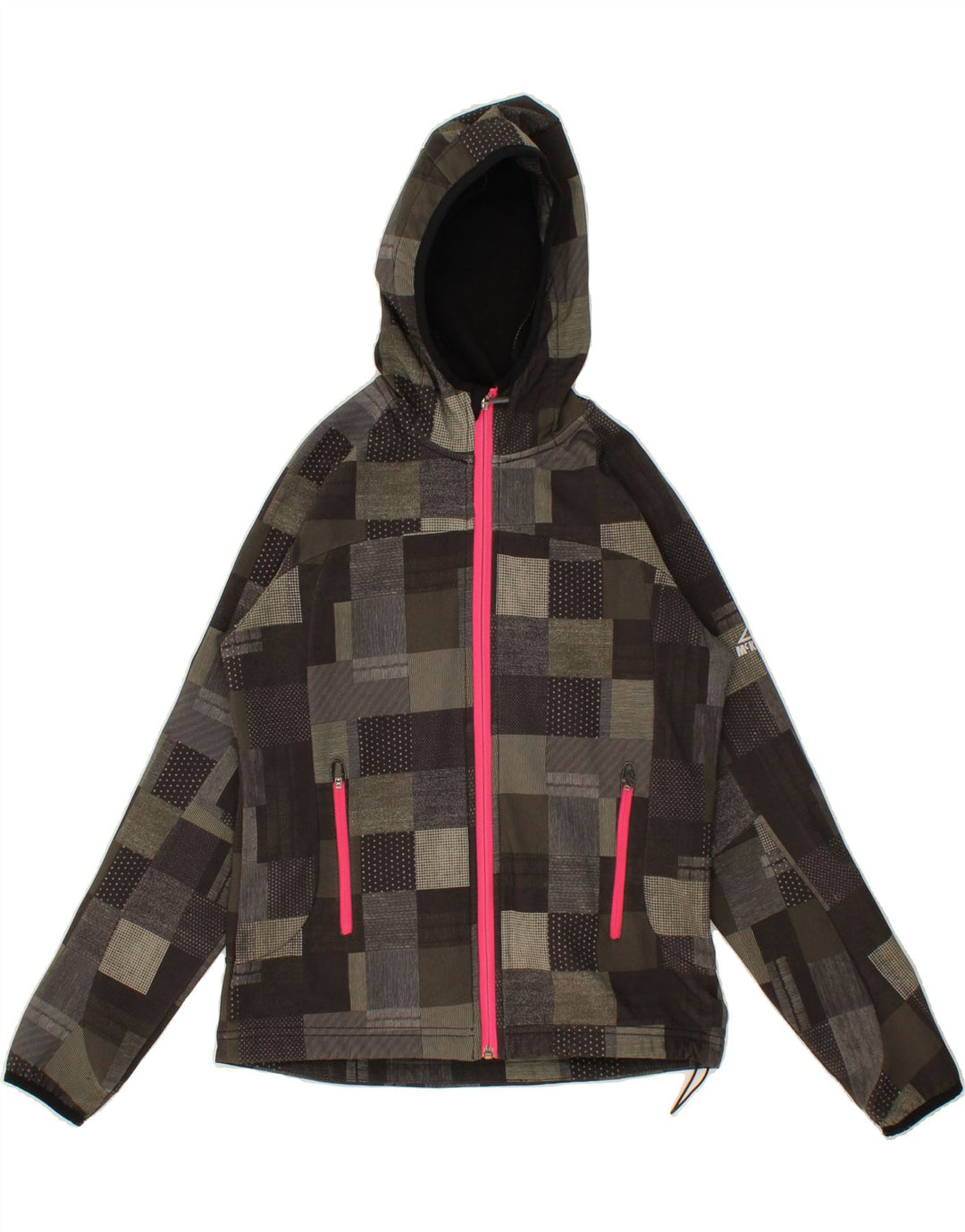 MCKINLEY Girls Zip Hoodie Sweater 13-14 Years Multicoloured Patchwork Vintage McKinley and Second-Hand McKinley from Messina Hembry 