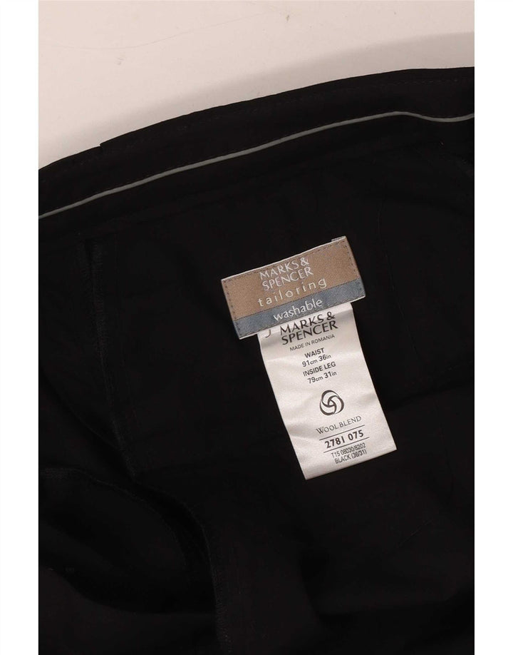 Marks & Spencer Mens Pegged Suit Trousers W36 L31 Black Polyester
