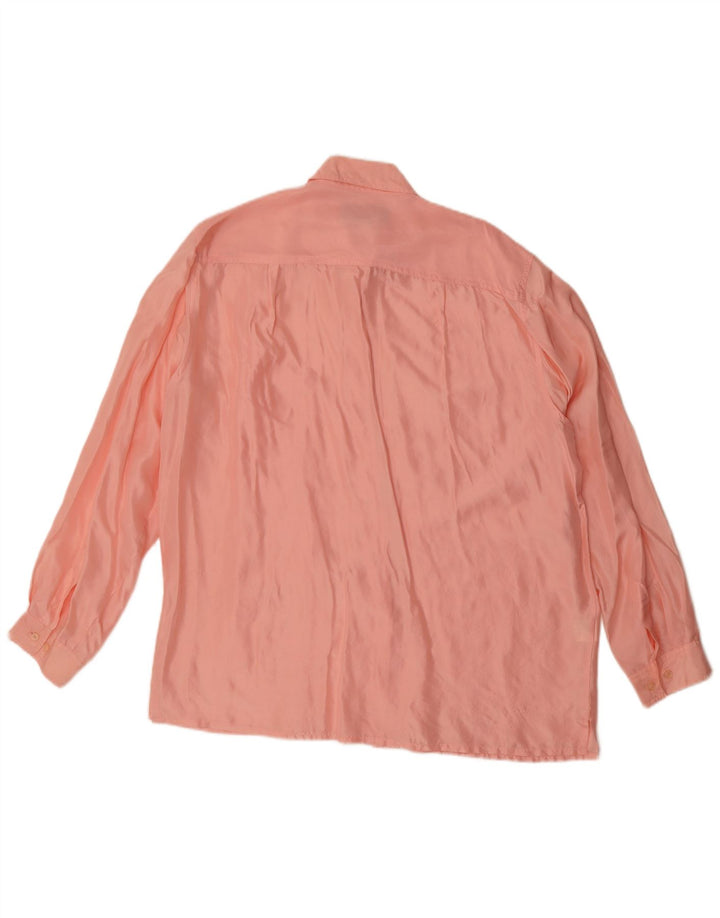 Vintage Womens Oversized Shirt UK 14 Medium Pink Silk