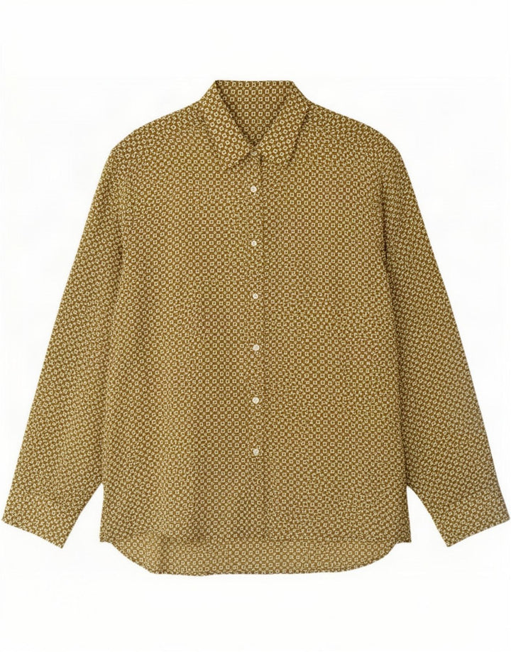 Camicia vintage da uomo vestibilità regolare medio kaki geometrico