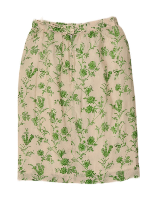 Vintage Womens Straight Skirt W28 Medium White Floral