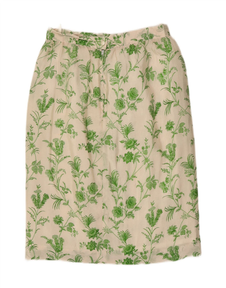 Vintage Womens Straight Skirt W28 Medium White Floral