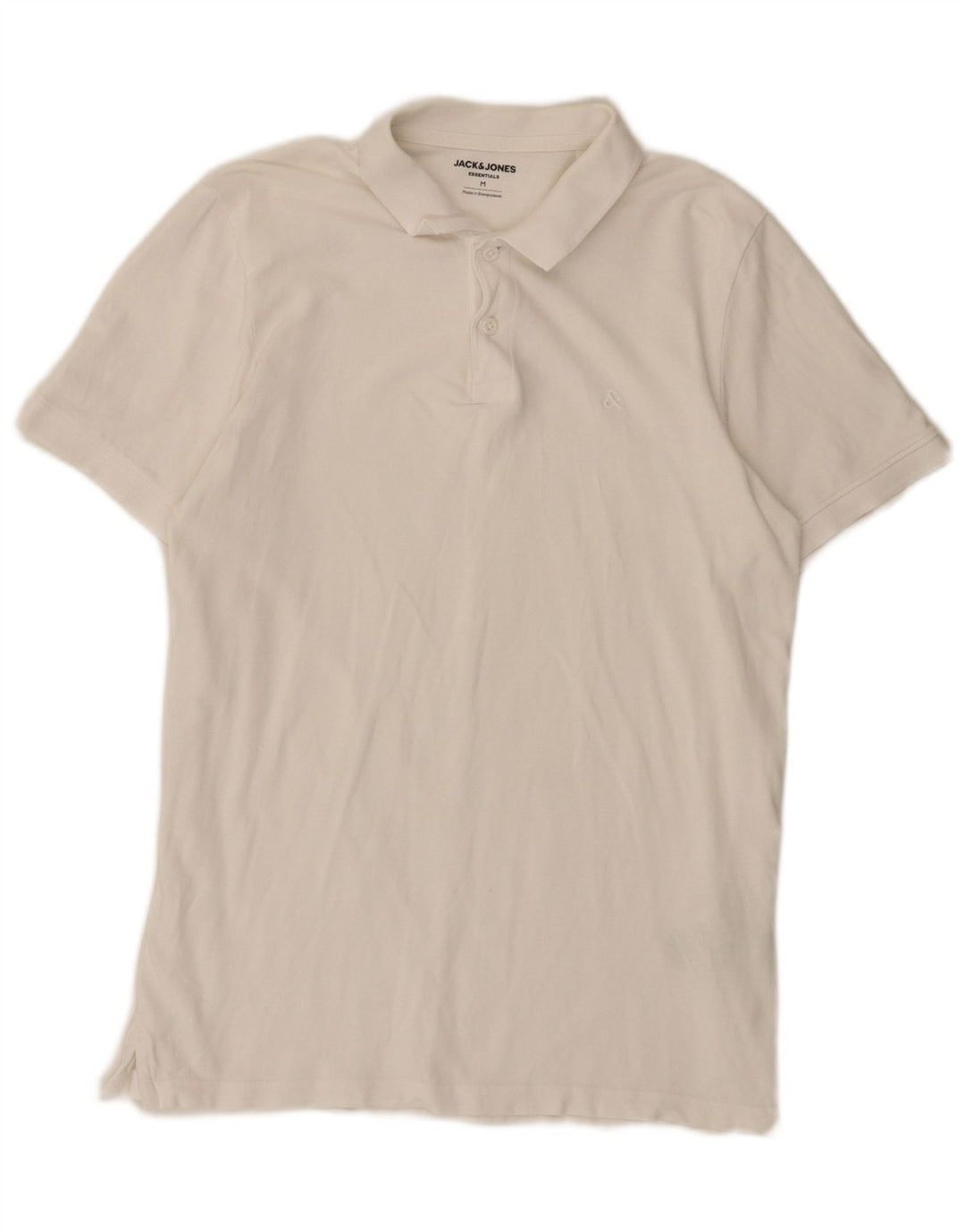Jack & Jones Mens Regular Fit Polo Shirt Medium White Cotton