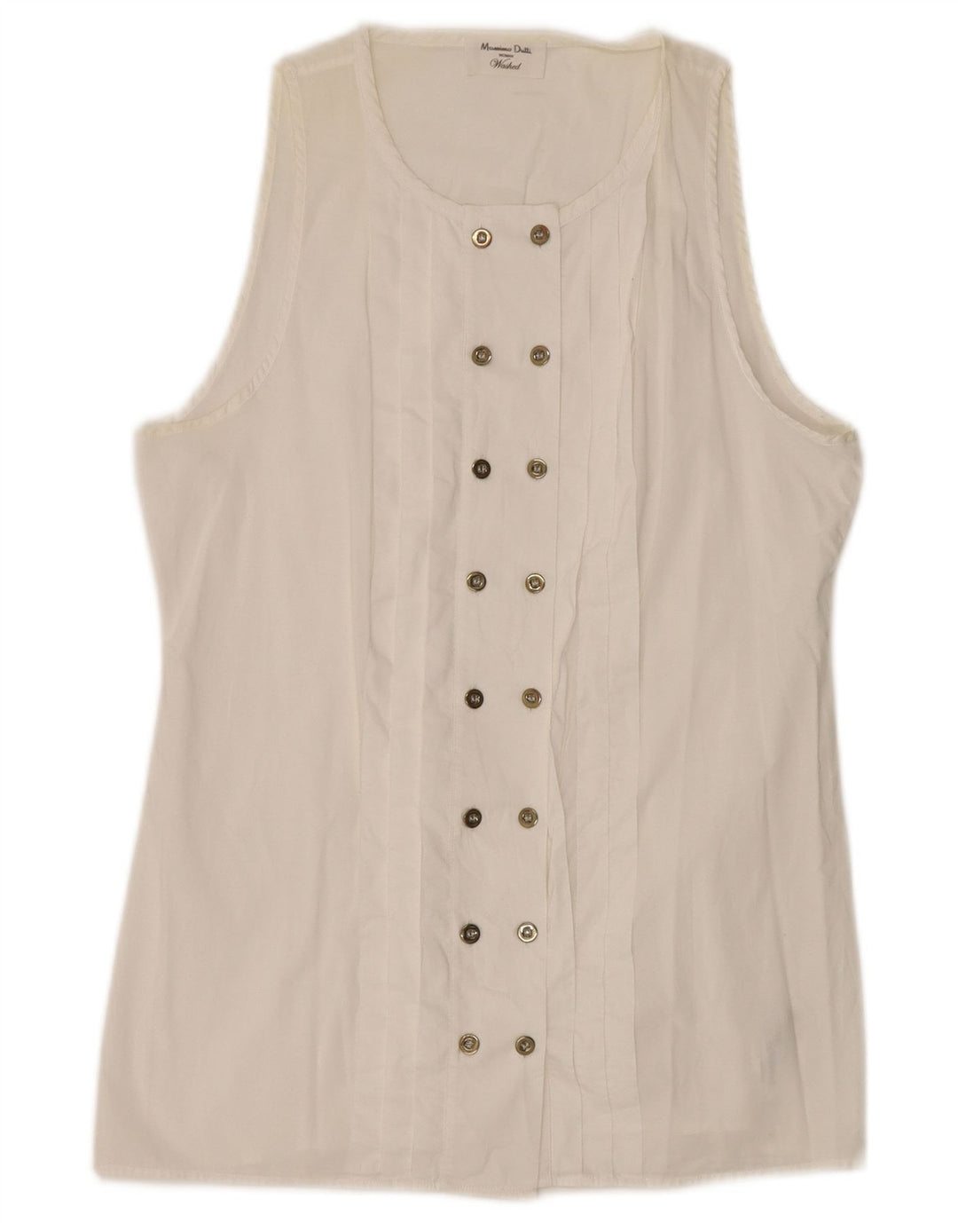 Massimo Dutti Womens Double Breasted Blouse Top EU 34 2XS Off White Cotton