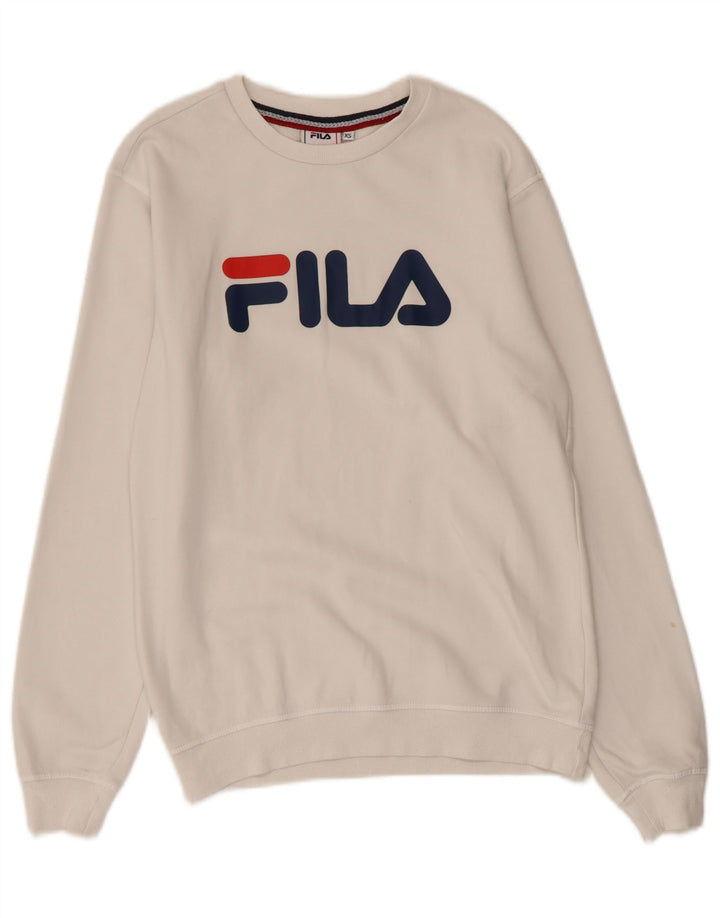 FILA Mens Graphic Sweatshirt Jumper XS White Cotton