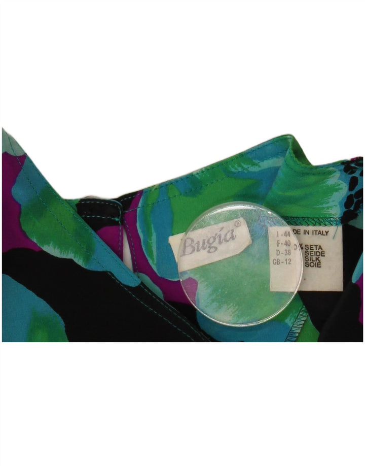 VINTAGE Womens Shift Dress UK 12 Medium Multicoloured Floral Silk