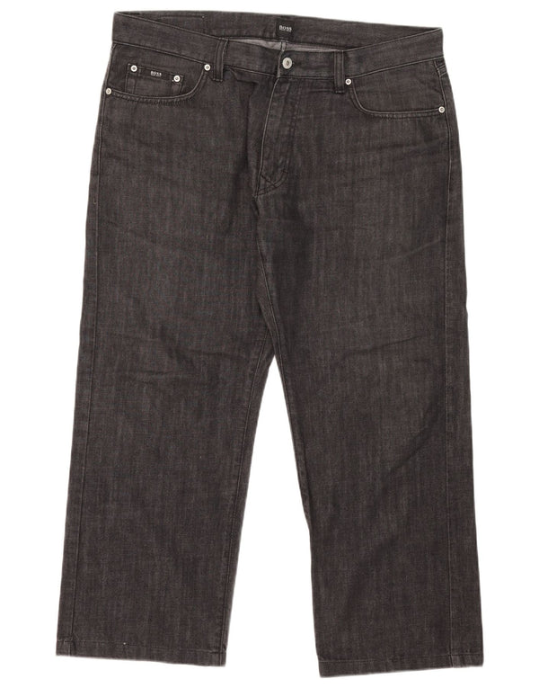 Jeans dritti da uomo Hugo Boss W38 L26 cotone nero