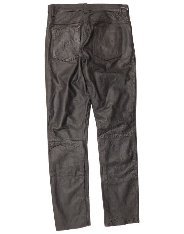 Pantaloni in pelle vintage da uomo W34 L34 neri