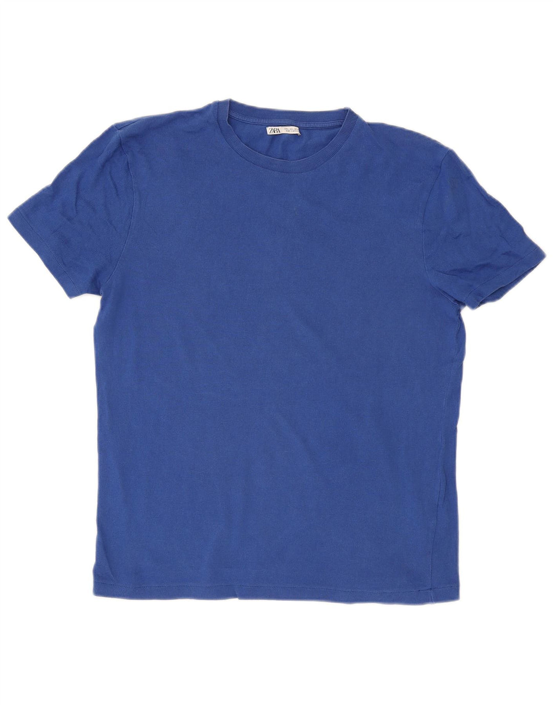 Zara Herre T-Shirt Top Stor Blå Bomuld