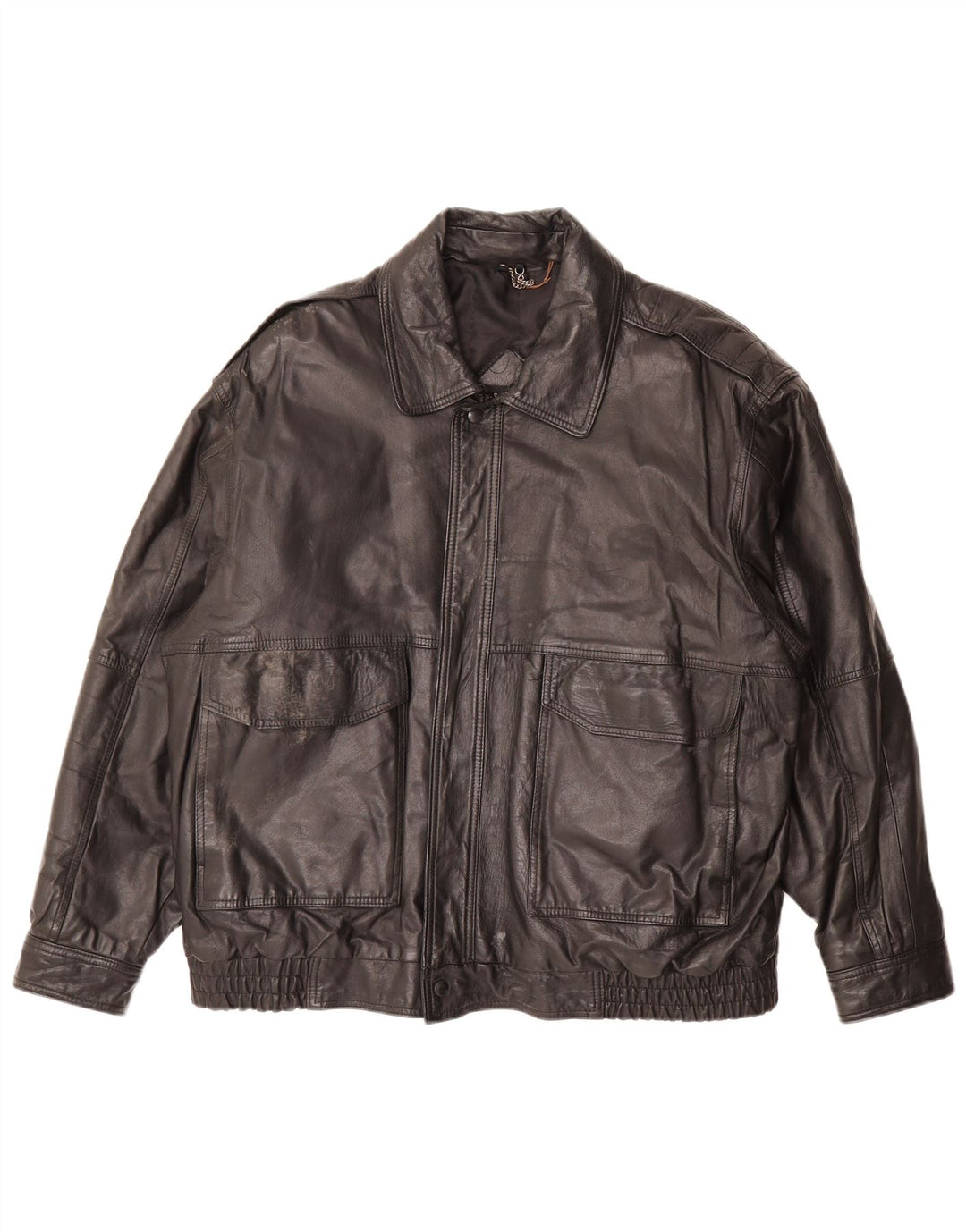 ST MICHAEL Mens Leather Jacket UK 42 XL Black Leather