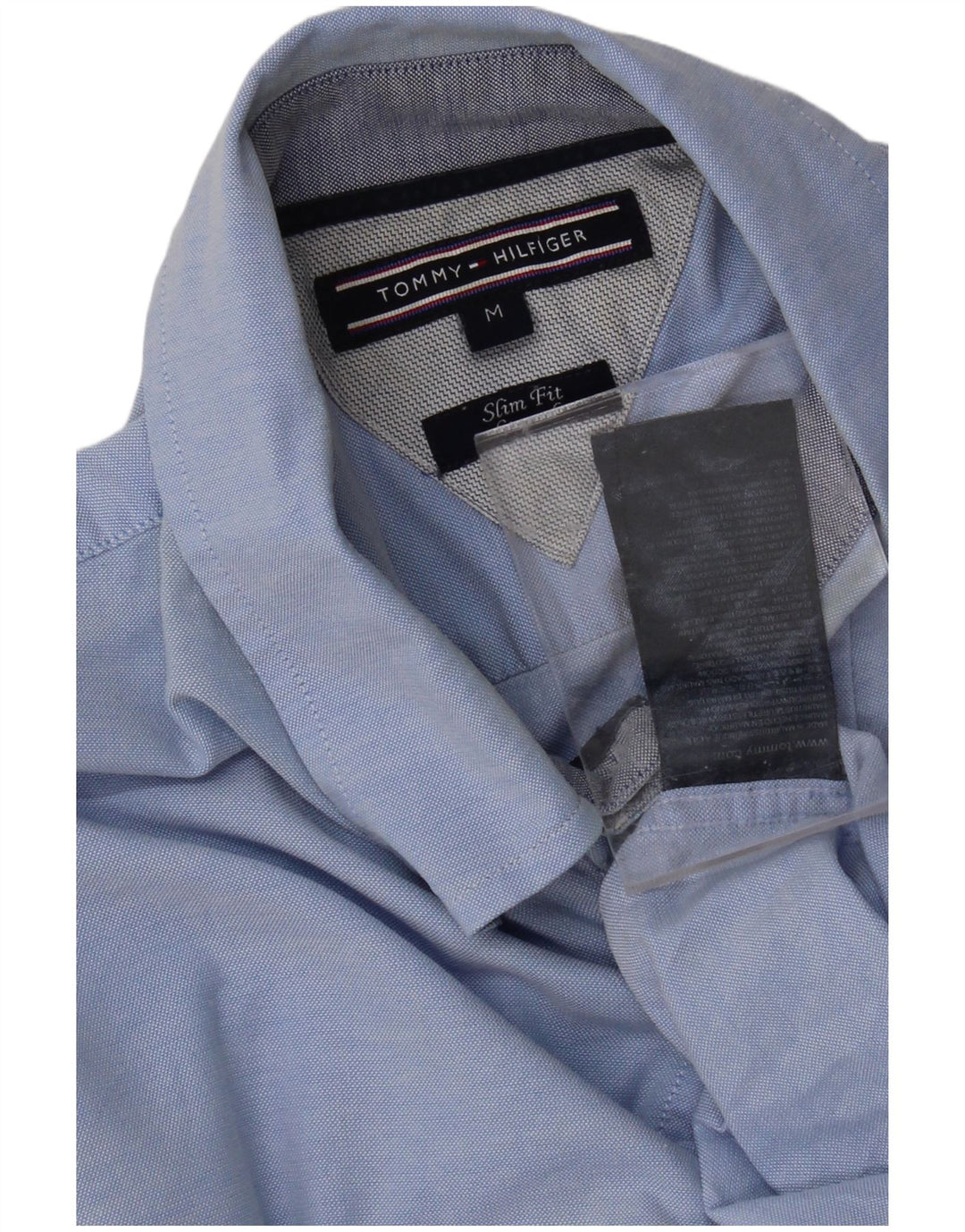TOMMY HILFIGER Mens Stretch Slim Fit Shirt Medium Blue Cotton