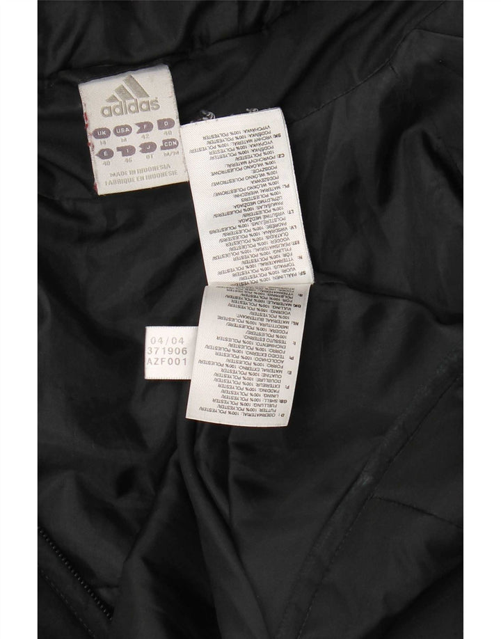 Adidas Womens Hooded Padded Coat UK 14 Medium Black Polyester