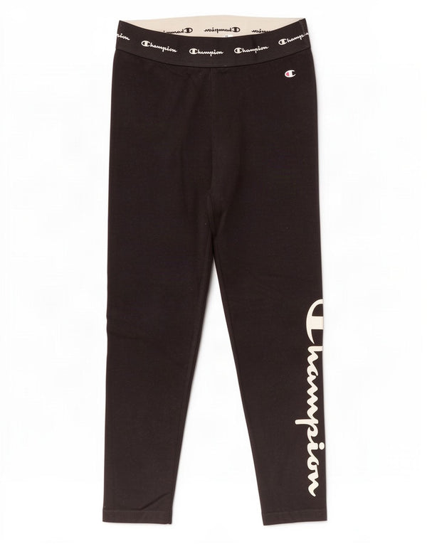 Champion Womens Graphic Leggings UK 12 Mittelschwarze Baumwolle