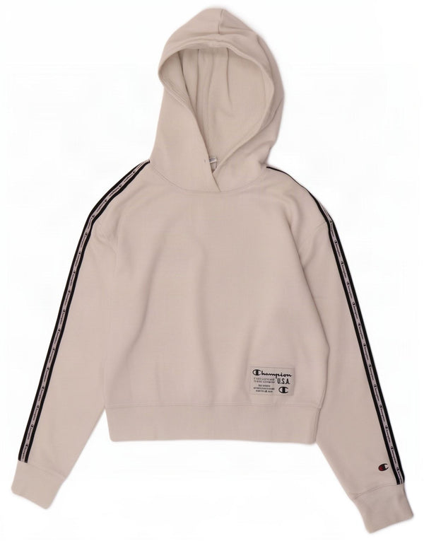 Champion Graphic Hoodie Jumper UK 14 Medium White Colourblock