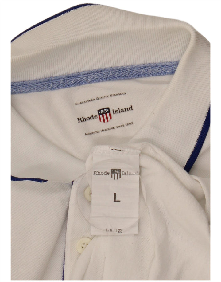 Rhode Island Mens Graphic Polo Shirt Large White Cotton