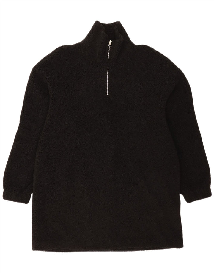 Cos Herren-Fleecepullover mit Reißverschluss am Hals, groß, aus schwarzem Polyester