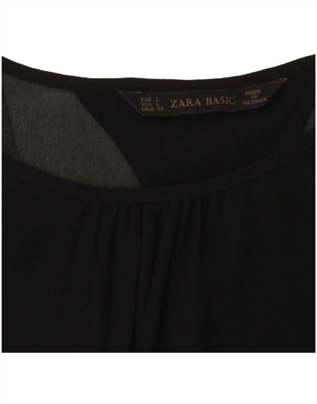 Zara Womens Long Sleeve Blouse Top UK 14 Large Black