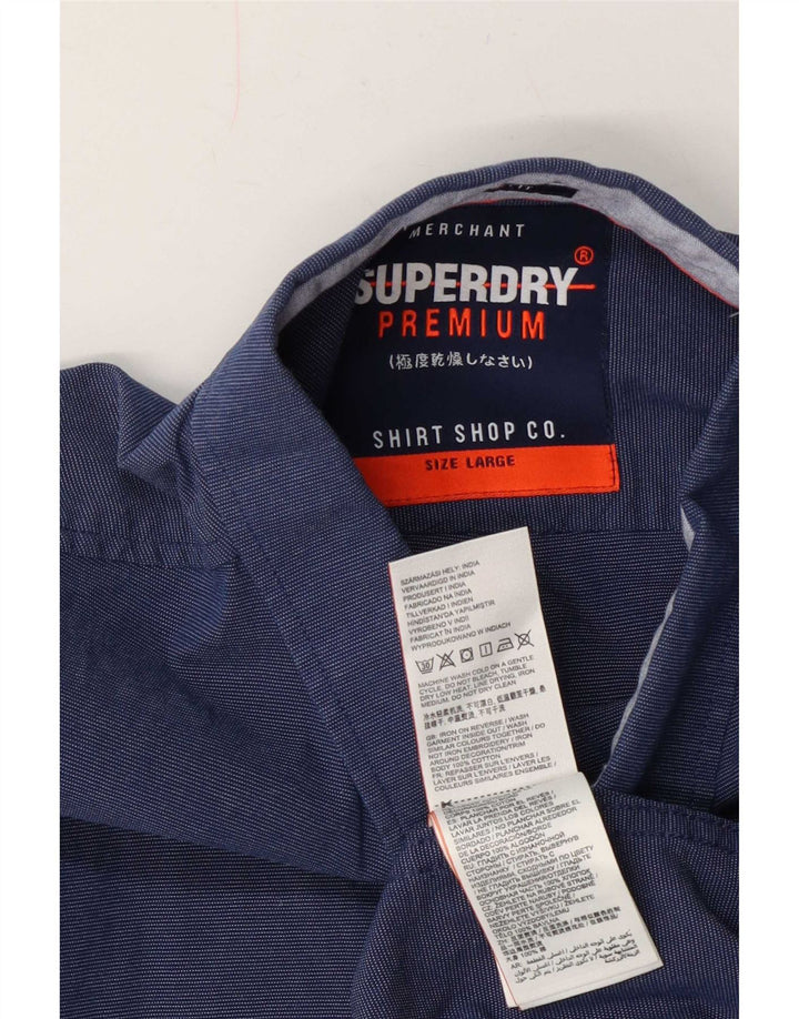 Superdry Chemise à Manches Courtes Regular Fit Homme Bleu Marine Moyen Coton
