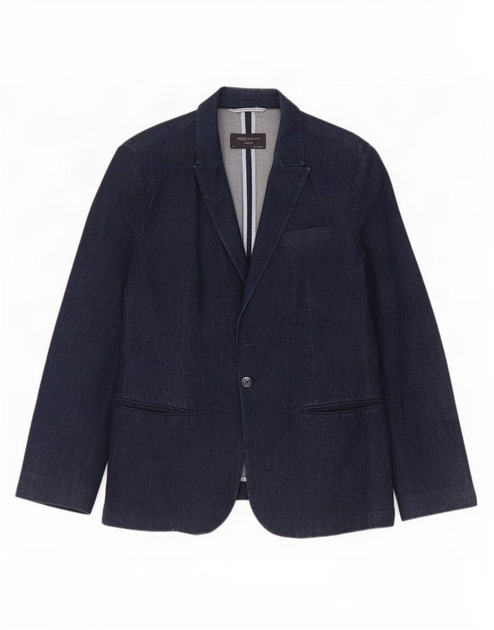 Jaqueta blazer feminina Marks & Spencer com 1 botão Reino Unido 14 azul marinho médio
