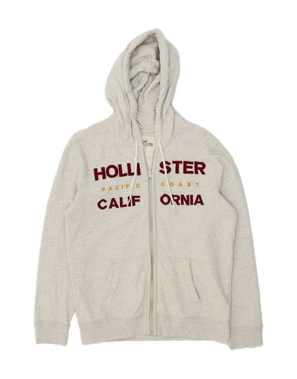 HOLLISTER Mens California Graphic Zip Hoodie Sweater Small Grey Cotton