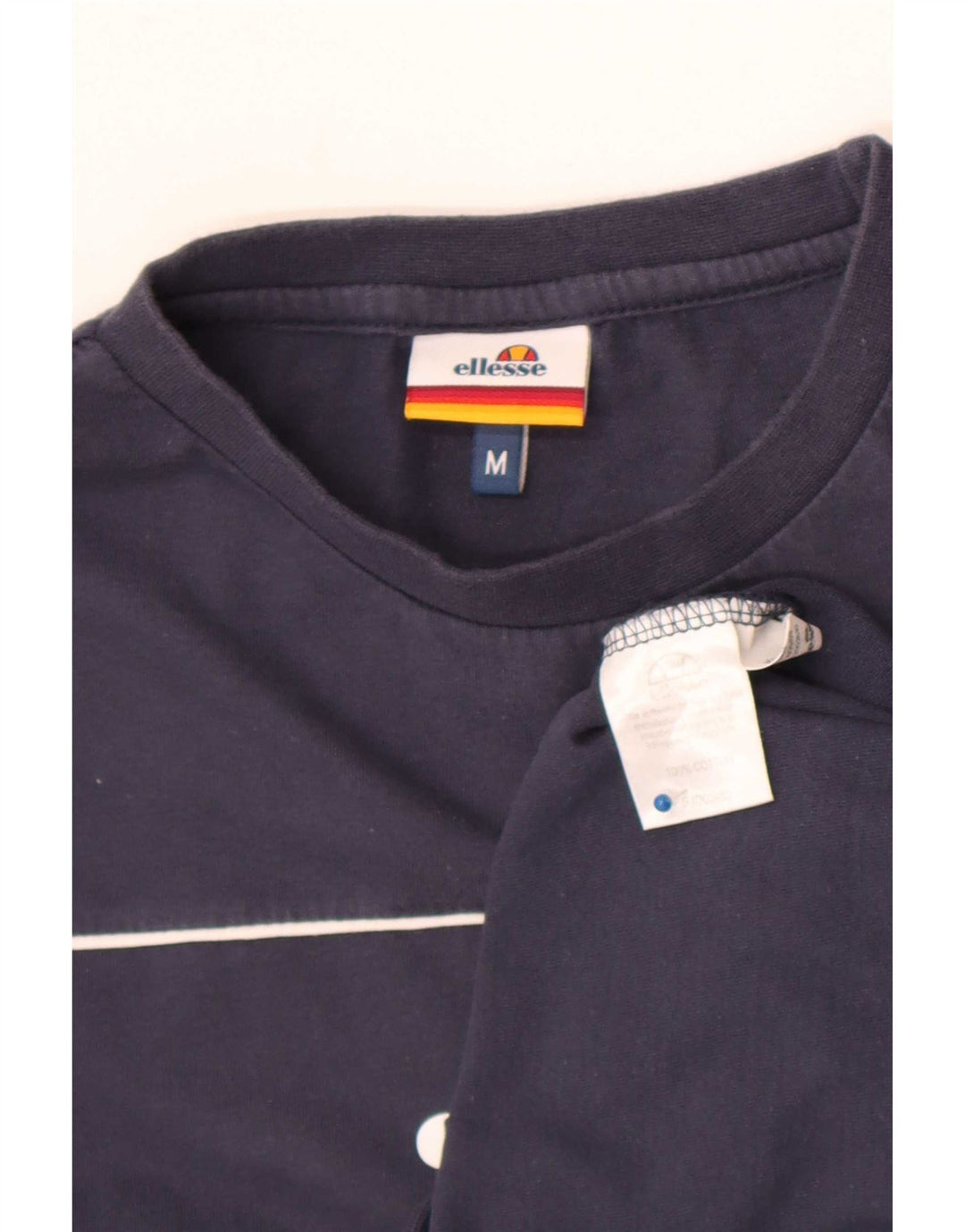 Ellesse Mens Regular Fit Graphic Top Long Sleeve Medium Navy Blue Cotton