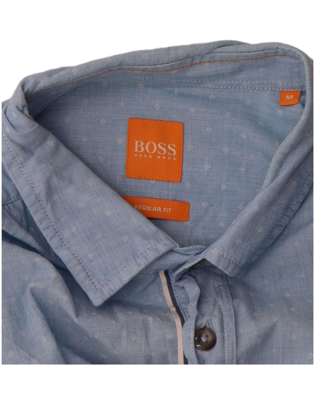 Hugo Boss Mens Regular Fit Shirt Medium Blue Spotted Cotton