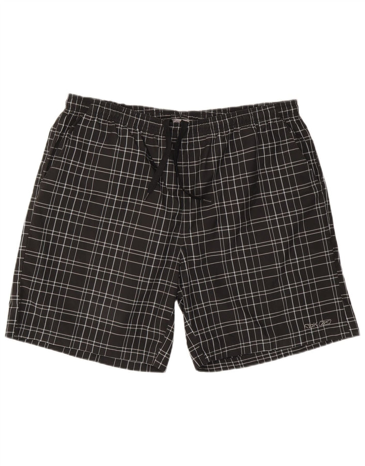 Pantaloncini da bagno Reebok da uomo 2XL poliestere nero a quadri