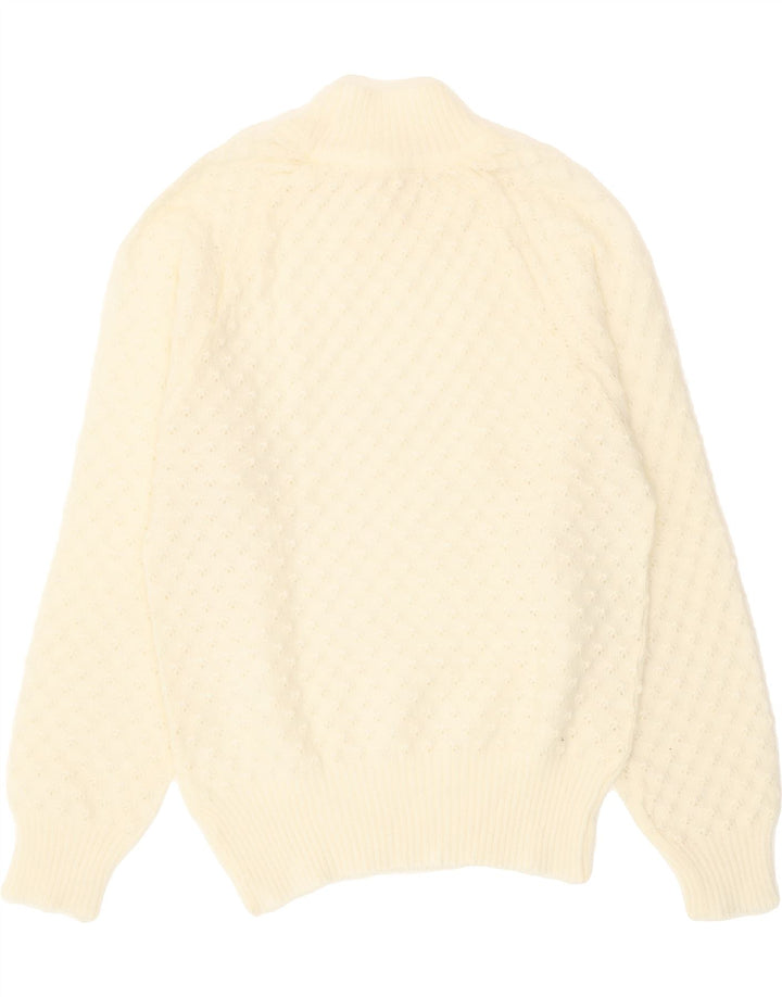 VINTAGE Womens Turtle Neck Jumper Sweater UK 12 Medium Off White Vintage Vintage and Second-Hand Vintage from Messina Hembry 