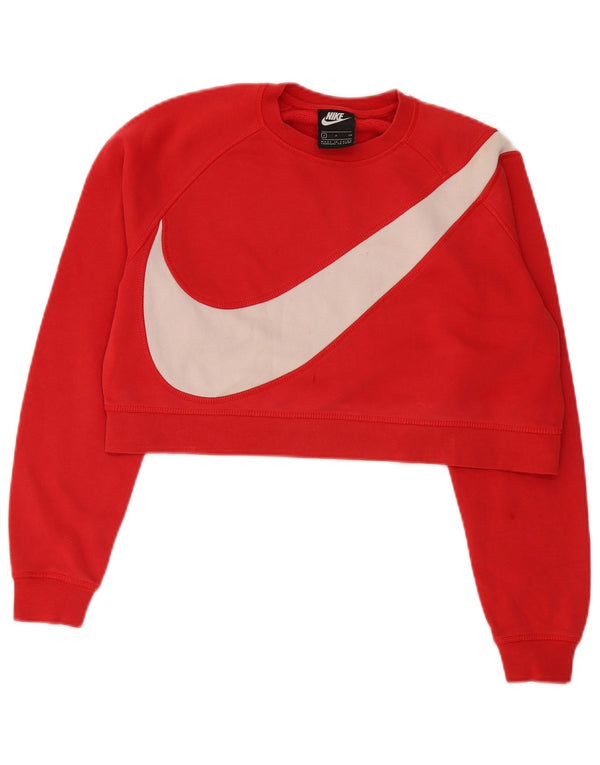 Nike Womens Crop Graphic Sweat-shirt surdimensionné UK 10 Petit coton rouge