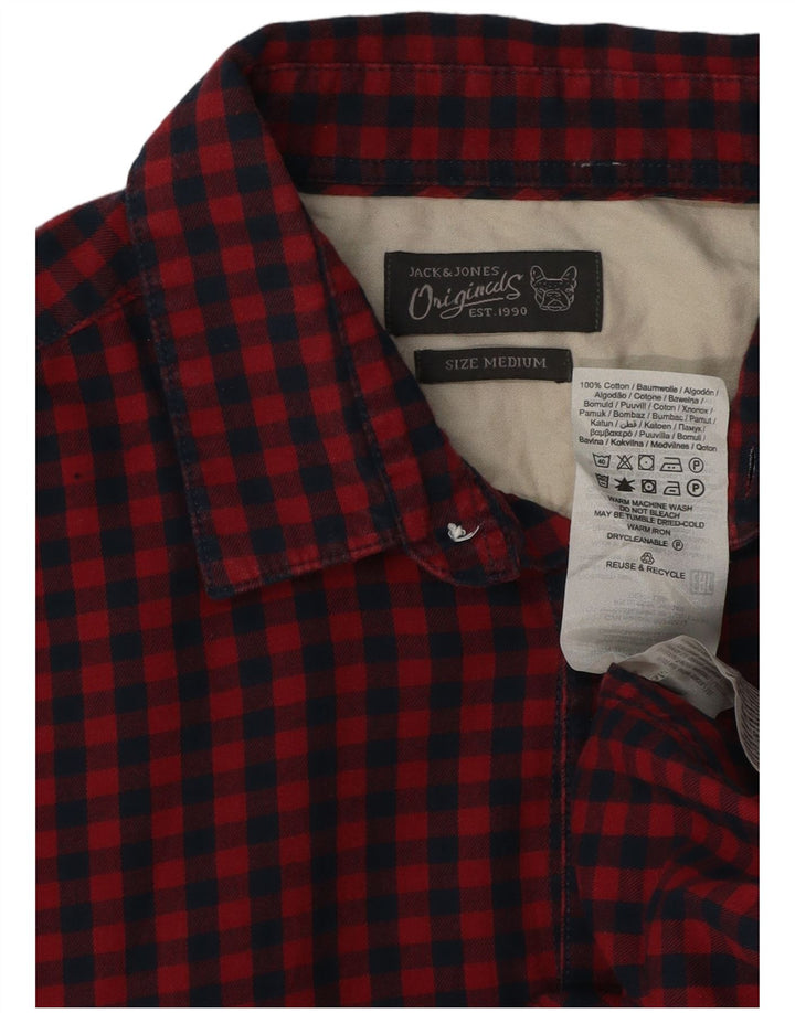 Jack & Jones Mens Short Sleeve Shirt Medium Red Gingham Cotton