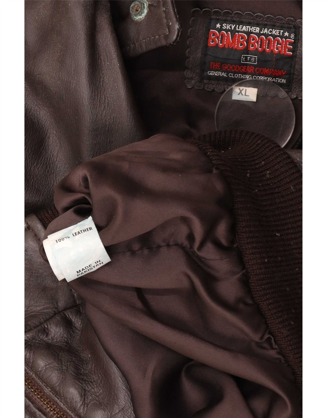 Jaqueta masculina de couro Bomb Boogie Flight Aviator Reino Unido 42 XL marrom