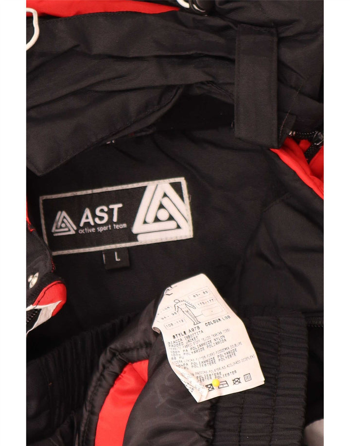 AST Mens Hooded Ski Jacket UK 40 Large Black Colourblock Polyamide
