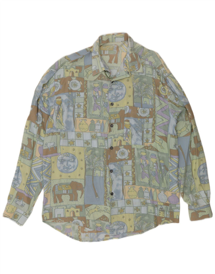 Camisa masculina vintage grande patchwork multicolorido