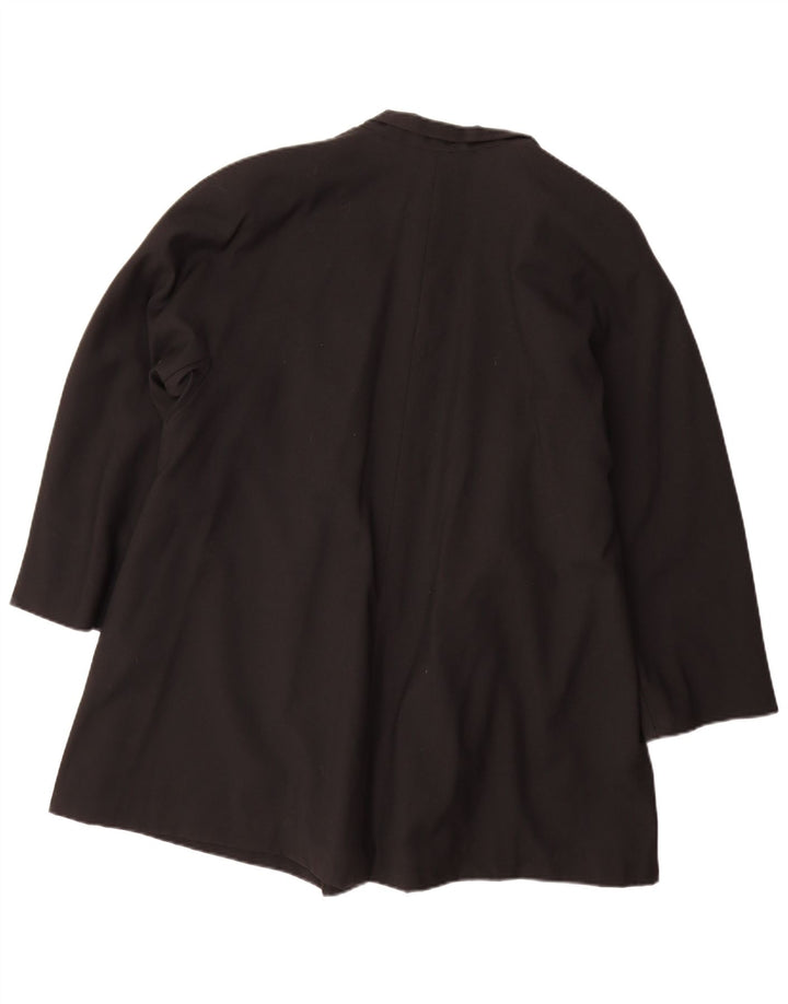 Vintage Womens Open Oversized Overcoat IT 40 Small Black Virgin Wool