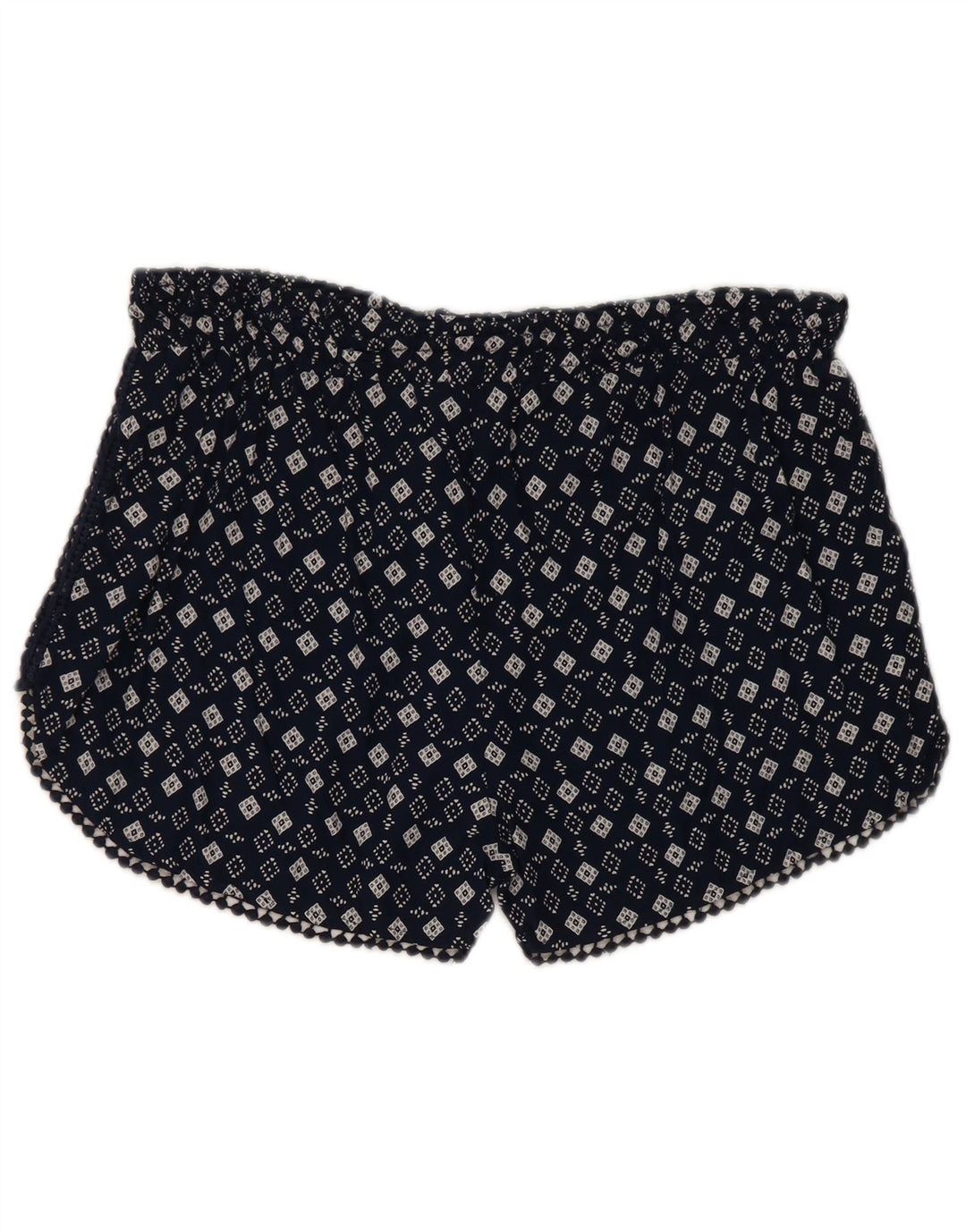 Superdry Damen Hotpants Large W32 Marineblaue geometrische Viskose