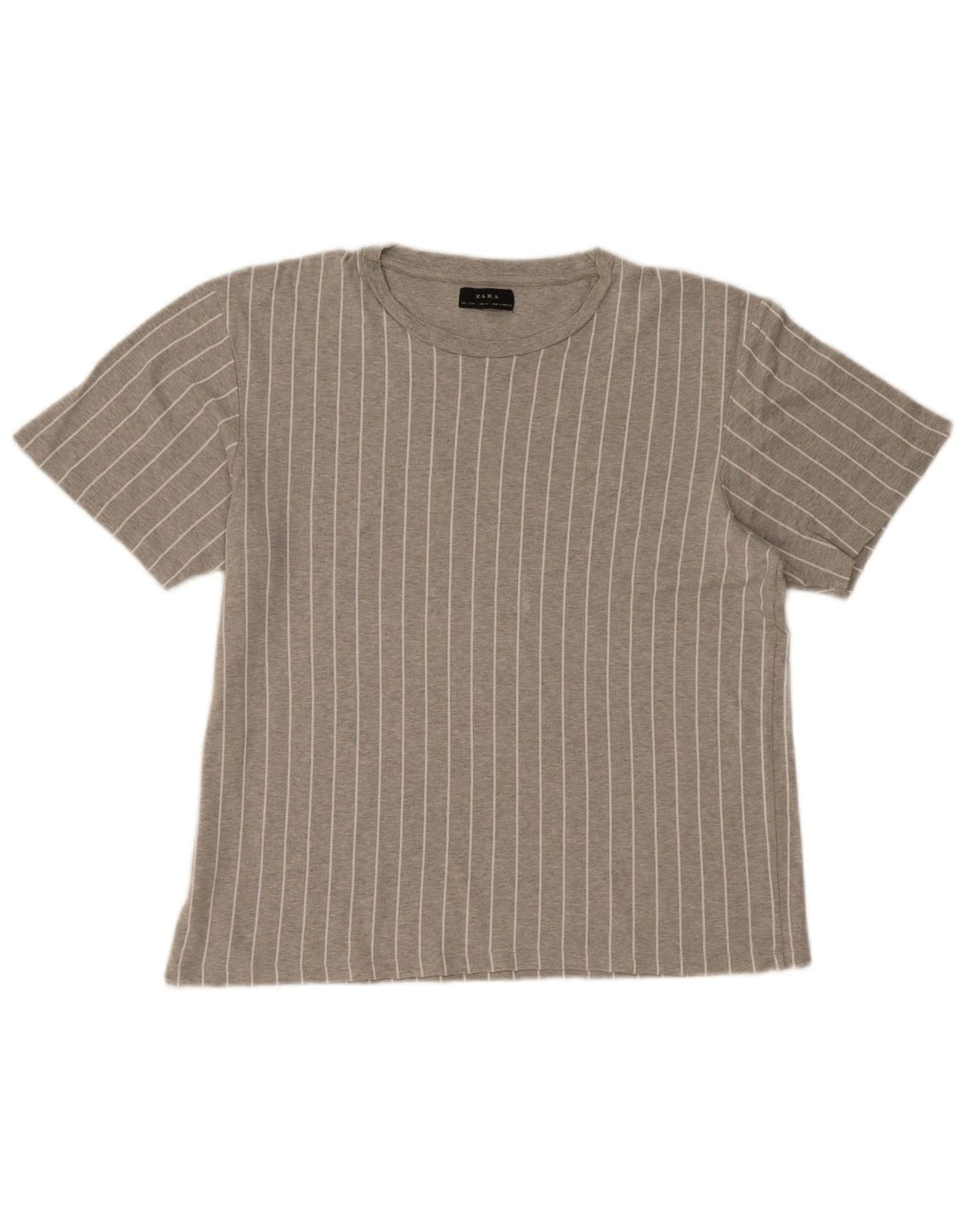 ZARA Mens T-Shirt Top Large Grey Striped