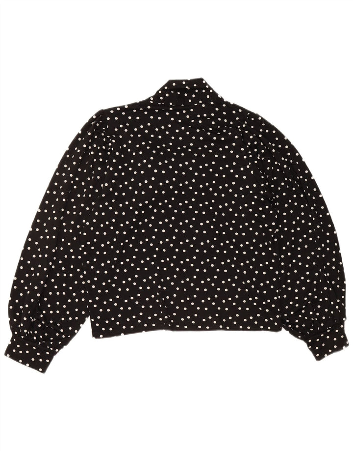 ZARA Womens Oversized Crop Blouse Top UK 10 Small Black Polka Dot