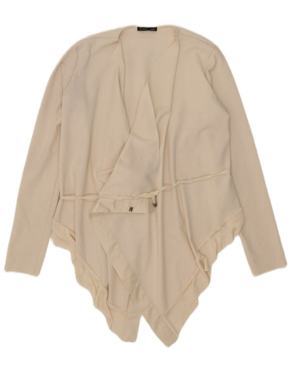 Zara Womens Asymmetric Cardigan Top UK 10 Small Off White Polyester