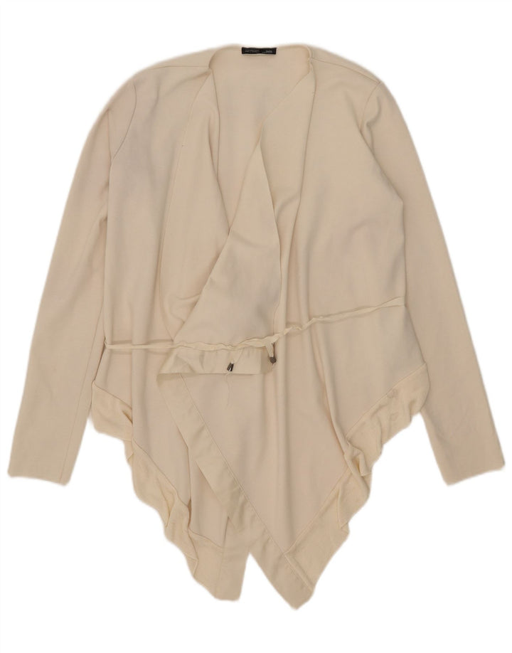 Zara Womens Asymmetric Cardigan Top UK 10 Small Off White Polyester