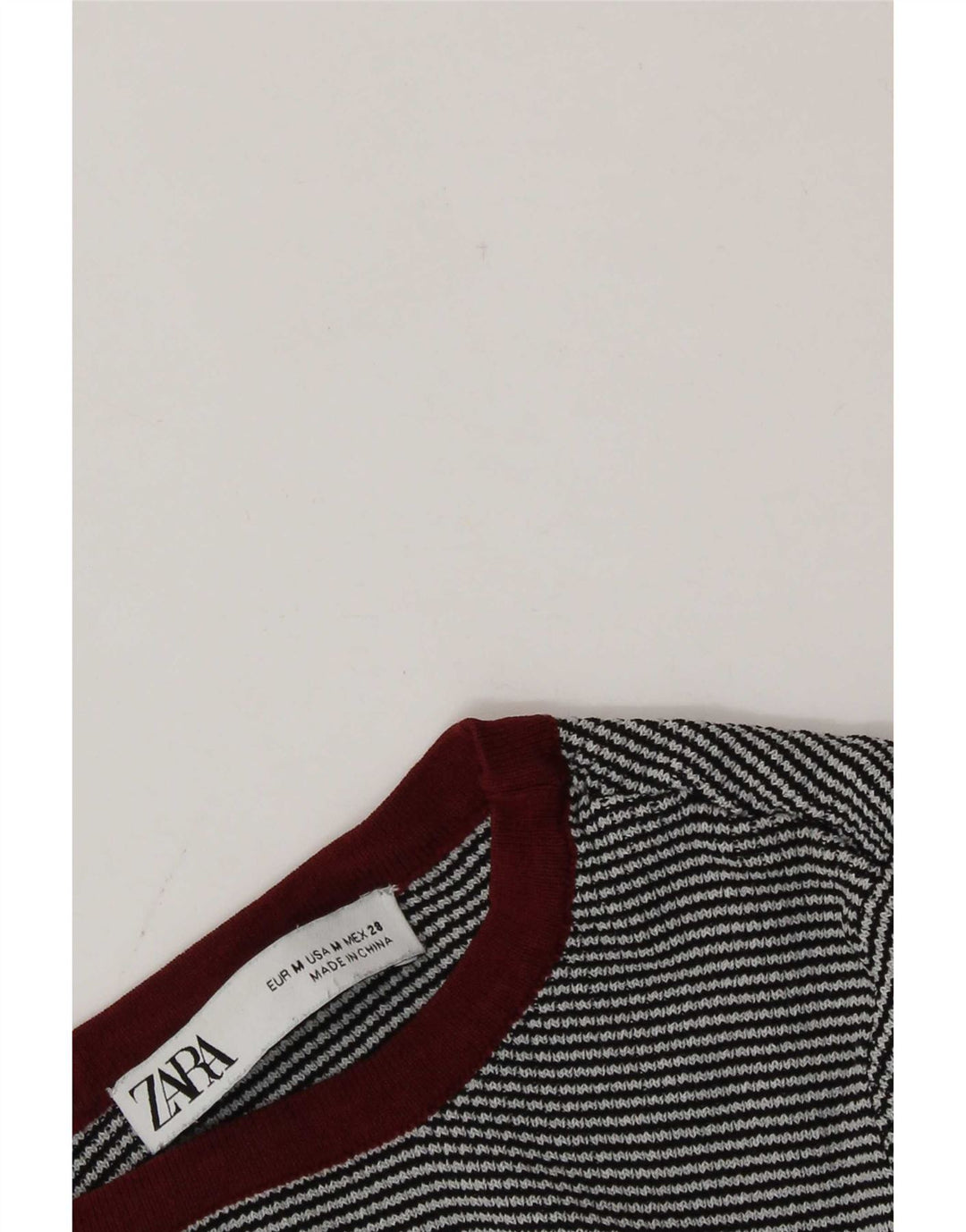 Zara Womens Crop Top Long Sleeve UK 12 Medium Grey Pinstripe