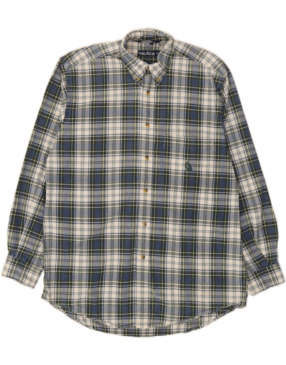 NAUTICA Mens Flannel Shirt Medium Blue Check Cotton Vintage Nautica and Second-Hand Nautica from Messina Hembry 