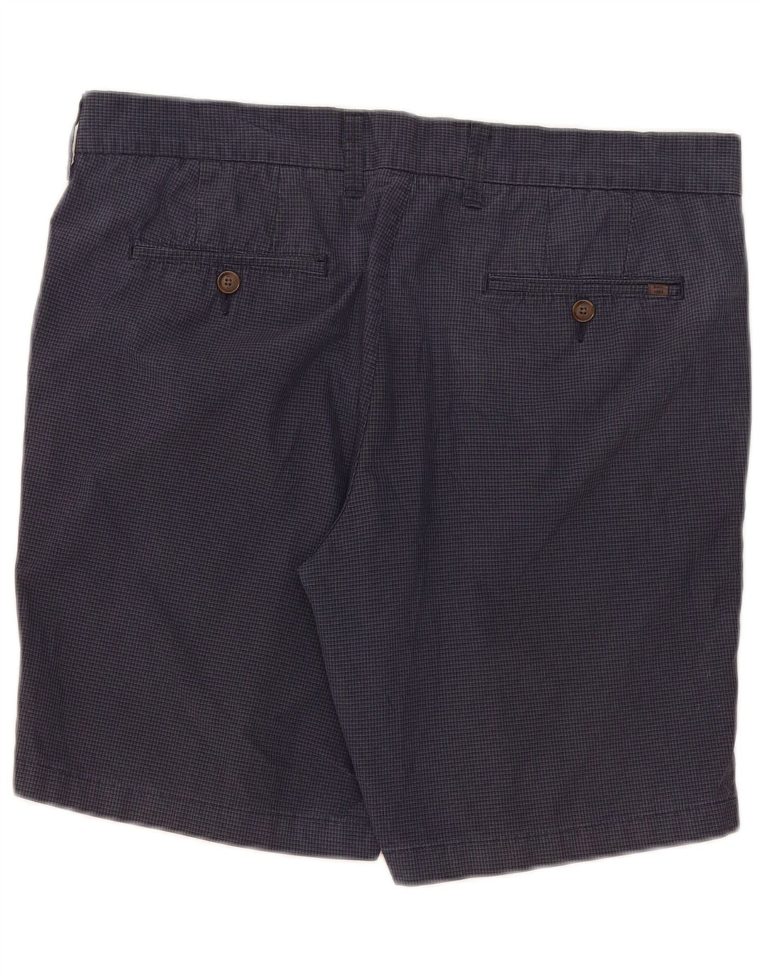 Marks & Spencer Mens Chino Shorts W36 Large Navy Blue Gingham Cotton