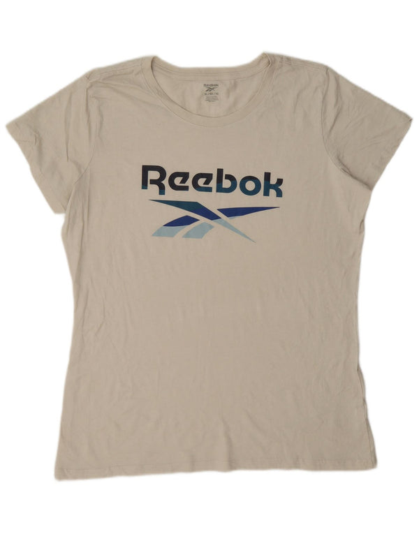 Reebok ženska majica kratkih rukava s grafičkim motivima UK 18 XL bež pamuk