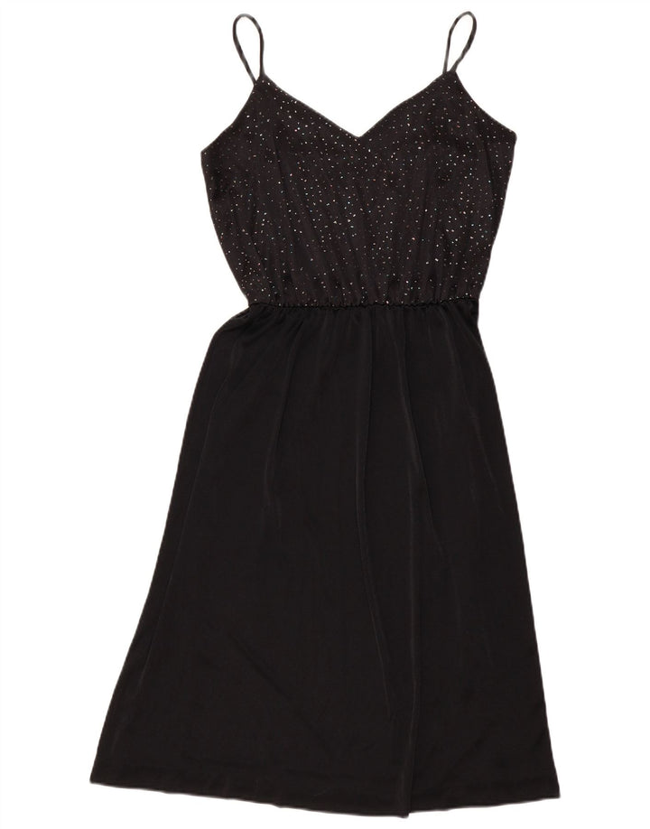 Vintage Womens Slip Dress UK 12 Medium Black